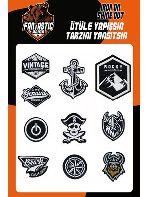 FANTASTIC ARMA Ütü Ile Yapışan Dokuma Arma Seti Patch Yama Denizci, Korsan Modeli