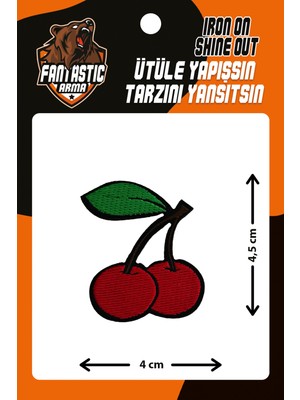 Fantastic Kiraz Desenli Ütü İle Yapışan Dokuma Arma %100 Polyester 4x4.5 cm