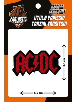 Fantastic AC/DC Dokuma Arma Patch %100 Polyester Ütüyle Yapışan 6,5 cm x 3,5 cm Renkli Tasarım