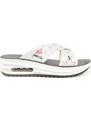 Muya Axis Anatomik Kadın Terlik Beyaz Gri