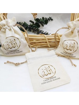 Hayaller Dükkanı 30 Adet  9X13 cm Ölüm Mevlüt Baskılı Keten Kese