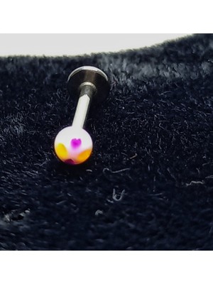 Stainless Steel Zirkon Taşlı  Topçuklu Kalp Figürlü Çelik Tragus Piercing