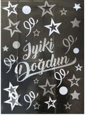 Kidspartim Iyi Ki Doğdun Yazılı Siyah Masa Örtüsü