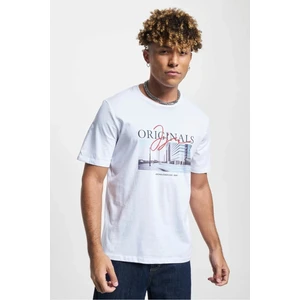 Jack & Jones Erkek Jorjoshua Baskı Detaylı Bisiklet Yaka T-Shirt 12228257 Beyaz