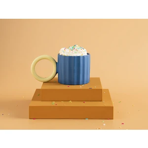 English Home Angled New Bone China Kupa 260 ml Sarı-Lacivert