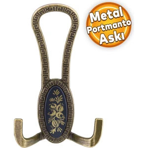 Palmira Portmanto Vestiyer Duvar Askısı Metal Dolap Elbise Askılığı Antik Sarı Siyah Desenli