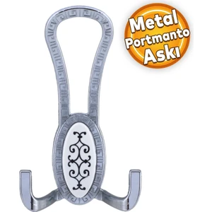 Palmira Portmanto Vestiyer Duvar Askısı Metal Dolap Elbise Askılığı Krom Beyaz Desenli