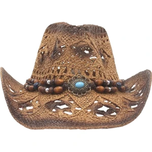 Saman Kovboy Şapkası, Festival Için Brim Cowboy Şapkası Vintage Batı Yaz Karanlık Kahve (Yurt Dışından)