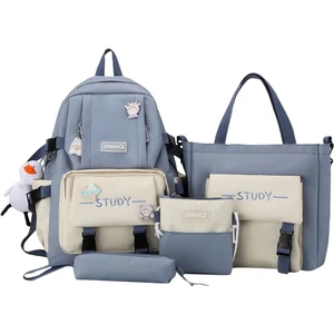 4pcs/set Tote Dizüstü Bilgisayar Sırt Çantası Açık Bilgisayar Çantası Gündüzü Okul Çantası Mavi (Yurt Dışından)