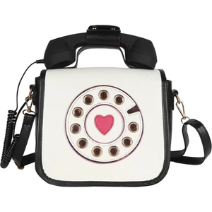 Sevimli Telefon Şekilli Crossbody Çanta Komik Omuz Çantası Kılıf Çanta Satchel Siyah Beyaz (Yurt Dışından)