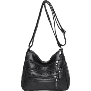 Moda Kadın Çanta Omuz Çantası Yumuşak Çantalar Çok Cep Hobo Tote Siyah (Yurt Dışından)