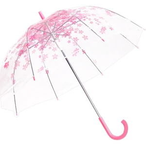 Şeffaf Şemsiye Sakura Hafif Rüzgar Geçirmez Dış Çubuk Şemsiye (Yurt Dışından)
