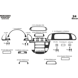 meriç cockpit design Meriç® Mercedes Sprinter Ön Torpido Kaplama Maun 24 Parça 2000-2006