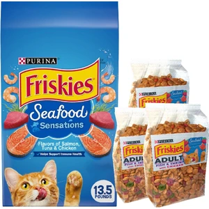 Friskies Seafood Somon Ton Balıklı ve Tavuklu Yetişkin Kedi Maması 3kg Ekopaket