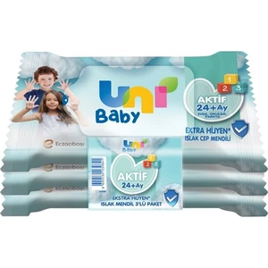 Uni Baby Aktif Hijyenik Islak Cep Mendili 3lü 45 Yaprak