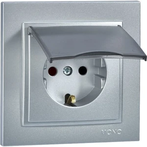 500-002121-118 Despina Gümüş Kapaklı Topraklı Priz - Çerçevesiz