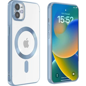 Apple iPhone 11 Kılıf Magsafe Kamera Lensli Korumalı Şeffaf Silikon Kapak