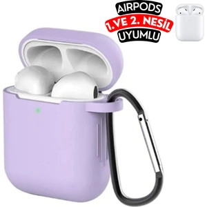 Airpods 1. ve 2. Nesil Uyumlu Kopçalı Koruyucu Silikon Kılıf, Airpods 1/2 Darbeye Dayanıklı Silikon Kılıf