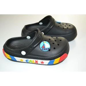 Erkek Çocuk Okul Öncesi Yelken Süslemeli Siyah Renk Eva Terlik