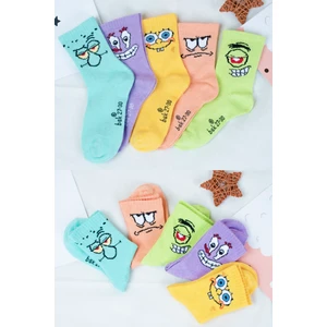 5 Çift Çocuk Sünger Bob Desenli Çorap