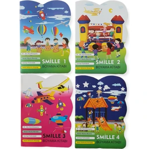 Smille 16 Sayfa Şekilli Boyama Kitabı 4 Kitap Set