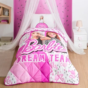 Barbie Dream Team Tek Kişilik Yorgan Seti Taç Uyku Seti + Yastık