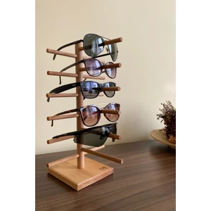 K&G Foot Rest Dekoratif Komple Masif Ahşap, 6lı Gözlük Standı, Gözlük Düzenleyici, Gözlük Organizer