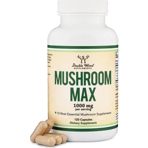 Double wood mushroom max komplex 1,000 mg Blend Of Top 10 Essential Lions Mane Turkey Tail Reishi Cordyceps Chaga Shitake Maitake K Trumpet