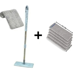 Akalın Zambak Uyumlu Tablet Mop Yedek Set 105 cm Metal Sopa + 4 Adet Yedek Tablet Mop