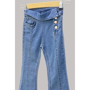 Mojo Bebek Mojo Kız Çocuk Kemerli Ispanyol Paça Kot Pantolon 320910 Kot Mavi