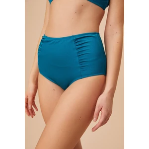 Yüksek Bel Pileli Dokulu Bikini Alt