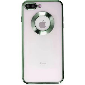 Case 4U Apple iPhone 7 Plus / 8 Plus Kılıf Kamera Lens Korumalı Şeffaf Renkli Logo Gösteren Parlak Kapak Omega Yeşil