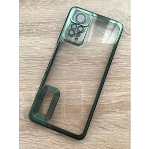 Case 4U Xiaomi Redmi Note 11 Pro 5g Kılıf Kamera Lens Korumalı Şeffaf Renkli Logo Gösteren Parlak Yumuşak Kapak Omega Yeşil