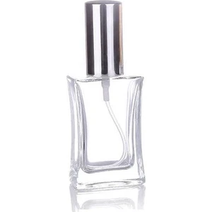 Cam Sprey Kolonya Parfüm 30 ml Valfli Boş Şişe Gümüş Renkli Kapak