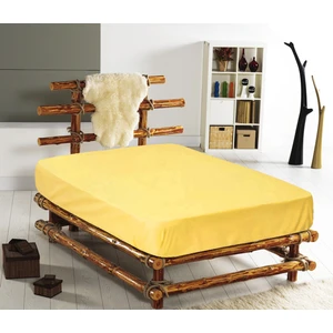 %100 Pamuklu Ranforce Fitted Sarı Çift Kişilik Lastikli Çarşaf 160*200
