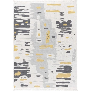 Duo Krem Sarı Çift Taraflı Yıkanabilir Dokuma Kilim 24245A