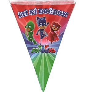 Kelebek Oyuncak Pj Masks (Pijamaskeliler) Temalı Üçgen Flama Bayrak Süs