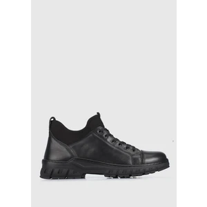 Siyah Deri Erkek Bot