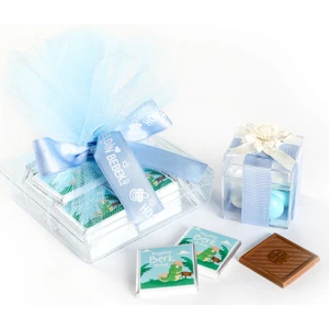 Hacı Şerif Erkek Bebek Madlen Çikolata 30 AdetTül Süslemeli+Bebek Şekeri Mika Kutu