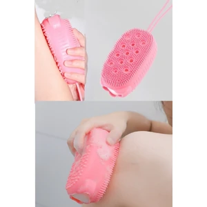 Süngerli Köpüklü Çift Taraflı Silikon Sırt Vücut Keseleme Fırçası Banyo Duş Lifi Banyo Kesesi