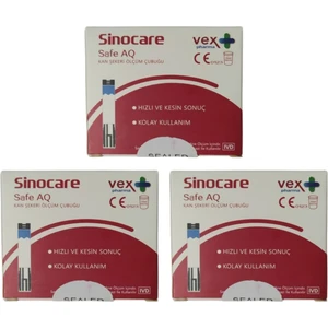 Sinocare 3 Kutu Safe Aq 150 Adet kaan şeekeri Ölçüm Çubuğu