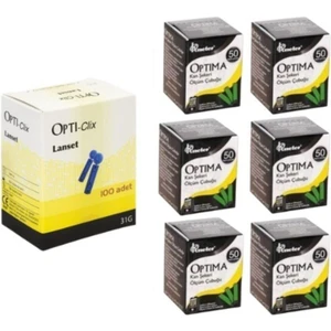 kaan şeekeri Ölçüm Çubuğu (Strip) 6 Kutu(300 Adet) + 1 Kutu (100 Adet) Opti-Clix Parmak Delici