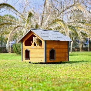 Ahşap Teraslı (Dublex) Kedi Evi