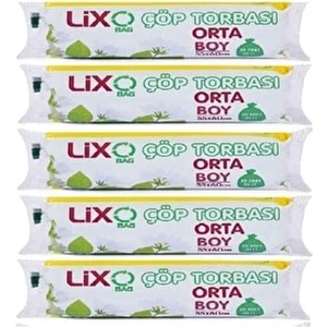 Lixo Bag Çöp Poşeti Orta Boy 55 x 60 cm  (70 Gr) 10 lu Rulo 5 Paket Mavi