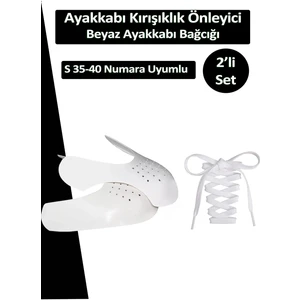 Sneakers Ayakkabı Kırışıklık Önleyici Koruyucu S 35-40 Uyumlu + Beyaz Ayakkabı Bağcığı