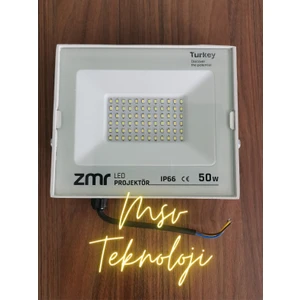 Msv Teknoloji Beyaz Slim Kasa Zmr 50 Watt IP66 LED Projektör