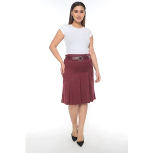 Kadın Etek 65 cm Boyunda Astarlı 3 Pile Mevsimlik Etek 724 Bordo