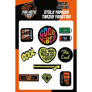 Ütü Ile Yapışan Dokuma Arma Seti Patch Yama Good Vıbes, Cool, Elmas Modeli