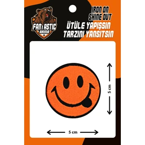 Ütü Ile Yapışan Dokuma Arma Patch, Fosforlu Turuncu Emoji