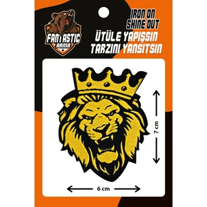 Ütüyle Yapışan Sarı Aslan Dokuma Arma 100% Polyester 6x7 cm Kolay Uygulama